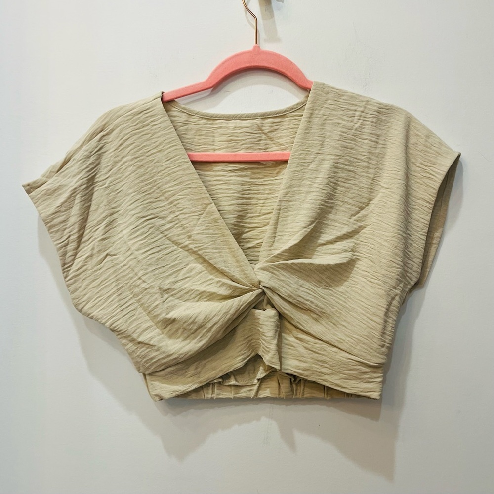 Shein Beige Women's Top twist crop top small